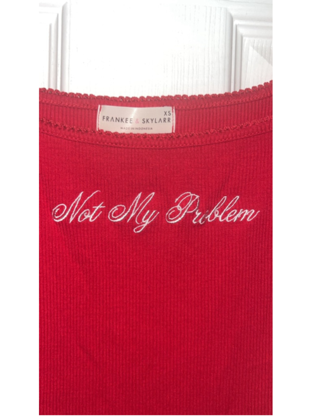 Frankee & Skylarr Red "Not My Problem" Short Sleeve Tee XS - Picture 4 of 5